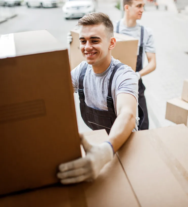 Side-by-side comparison of a modern living room before and after a residential move in Los Angeles, showcasing the efficiency of Go Movers LA.